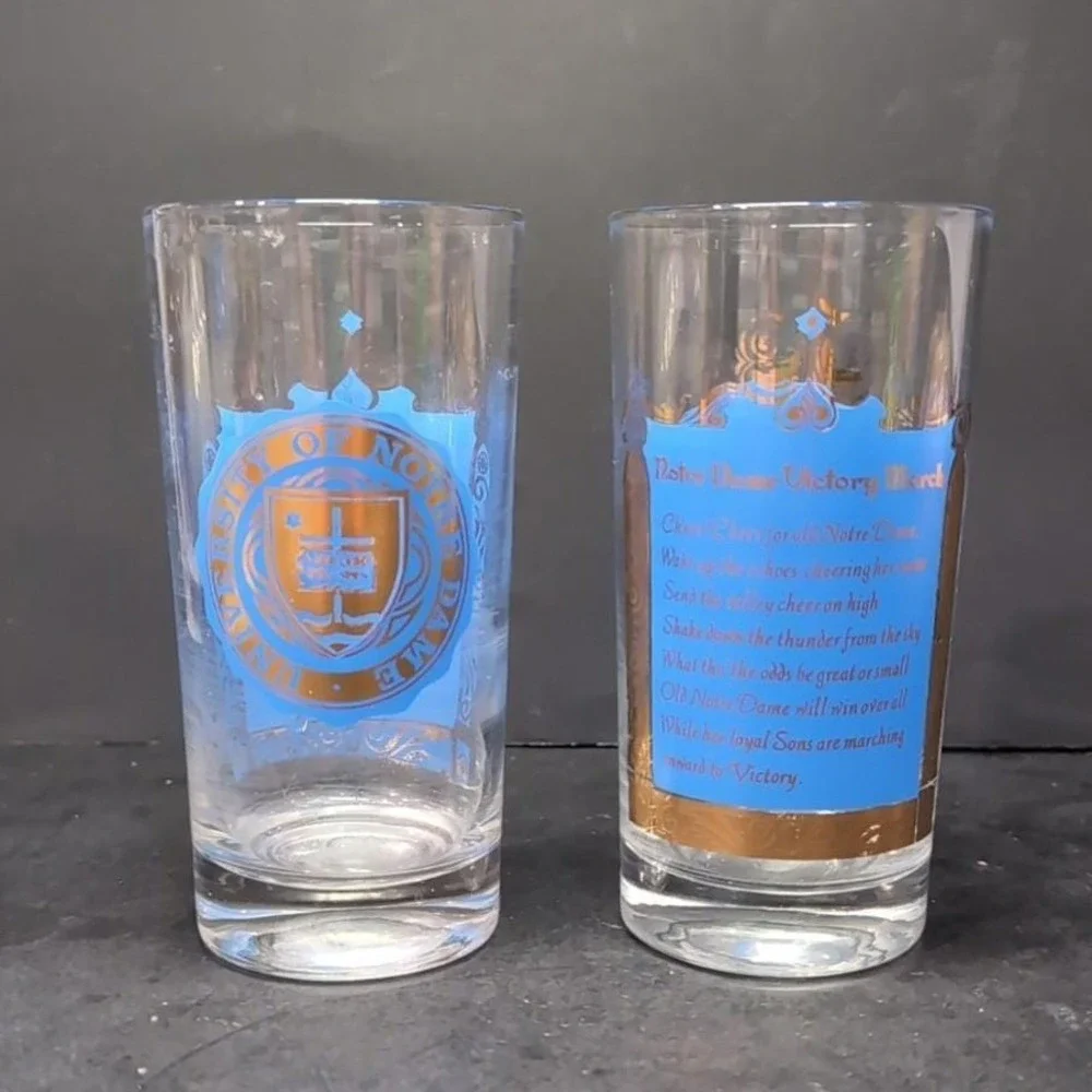 Notre Dame Souvenir Tumblers, Set of 2, Victory March Lyrics‎ Design, Glassware